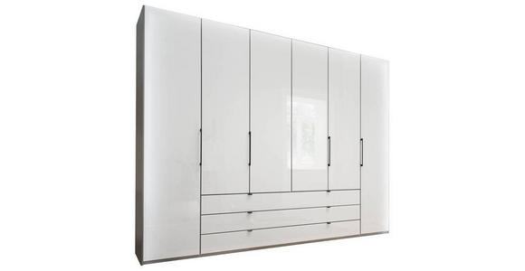 KLEIDERSCHRANK 300/216/58 cm 6-türig Grau, Weiß  - Schieferfarben/Weiß, KONVENTIONELL, Glas/Holzwerkstoff (300/216/58cm) - Novel