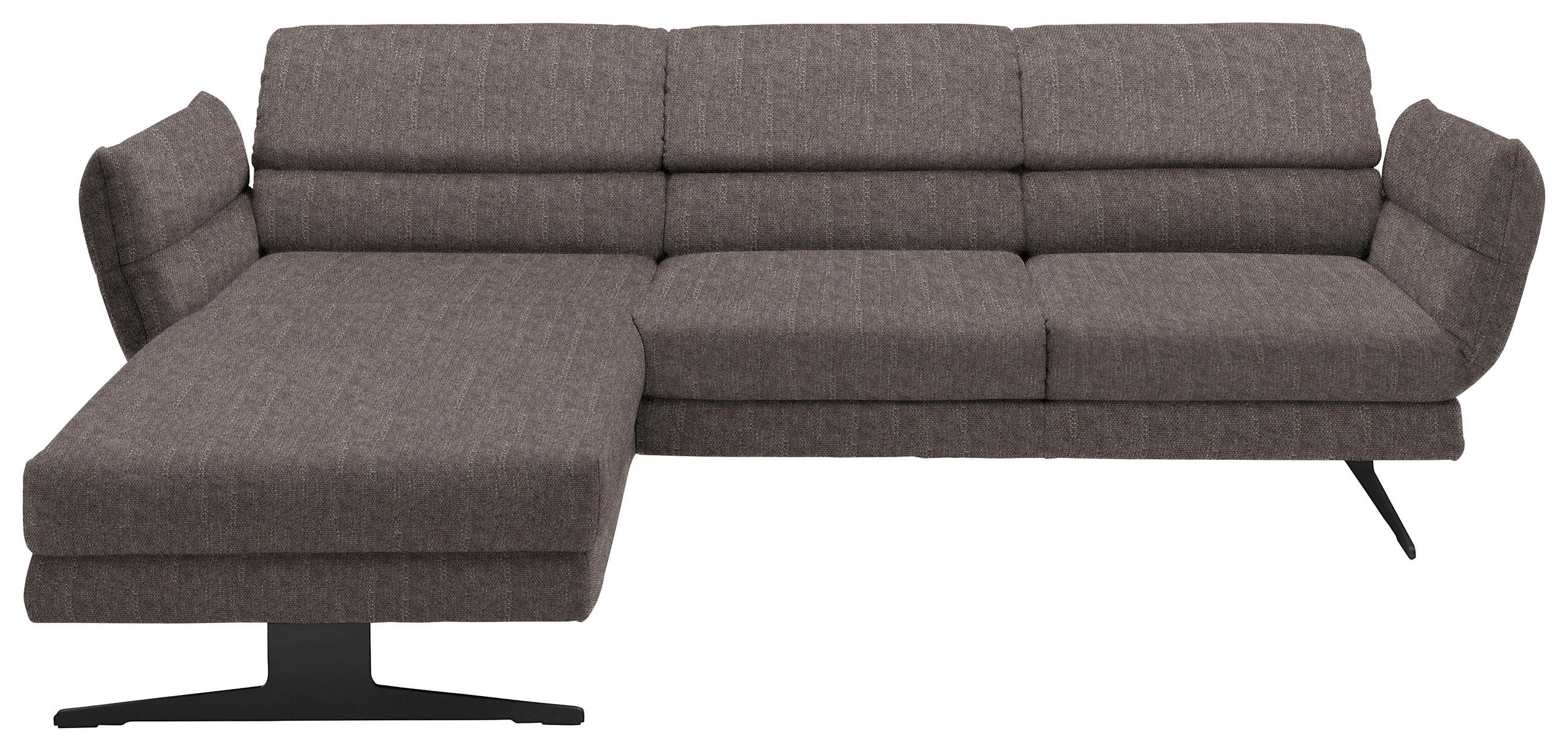 ECKSOFA in Flachgewebe Greige  - Greige/Schwarz, Design, Textil/Metall (176-217/279-327cm) - Dieter Knoll
