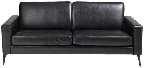 SOFA in Lederlook Schwarz - Schwarz, Design, Textil/Metall (193/79/79cm) - Livetastic