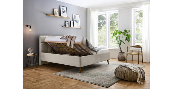 POLSTERBETT Beige 160/200 cm  - Eichefarben/Beige, Design, Holz/Textil (160/200cm) - Xora