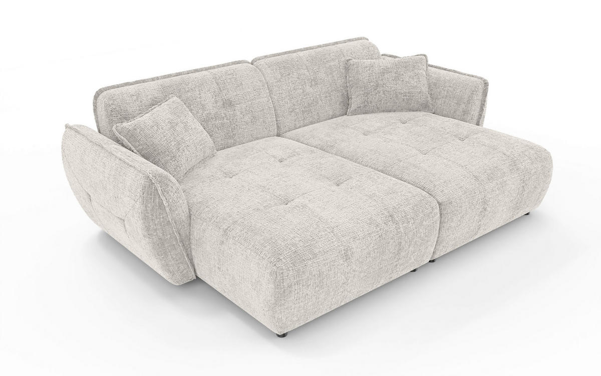 BIGSOFA NELIA in Chenille Beige  - Beige/Schwarz, Design, Kunststoff/Textil (252/81/155cm) - P & B