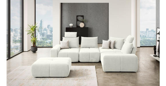 ECKSOFA in Velours Creme 326/236 cm - Creme/Schwarz, Design, Kunststoff/Textil (326/236cm) - Xora