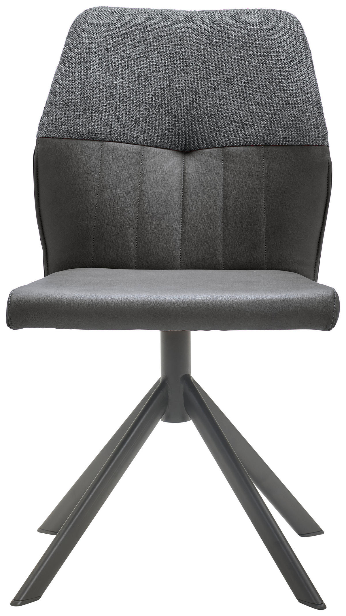 STUHL  in Lederlook, Webstoff  - Anthrazit/Schwarz, Konventionell, Textil/Metall (49,5/87/62,5cm) - Valdera
