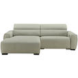 ECKSOFA Beige Mikrofaser Rücken echt, Relaxfunktion, Kopfteilverstellung  - Beige/Schwarz, Design, Holz/Textil (172/256cm) - Carryhome