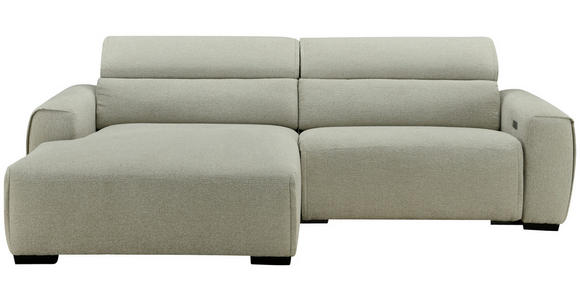 ECKSOFA Beige Mikrofaser Rücken echt, Relaxfunktion, Kopfteilverstellung  - Beige/Schwarz, Design, Holz/Textil (172/256cm) - Carryhome
