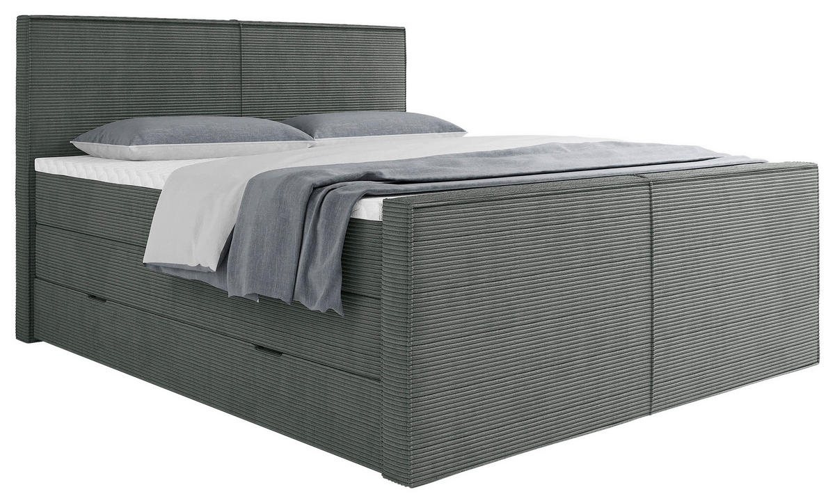 BOXSPRINGBETT 180/200 cm  in Grau  - Grau, MODERN, Textil (180/200cm) - Livetastic