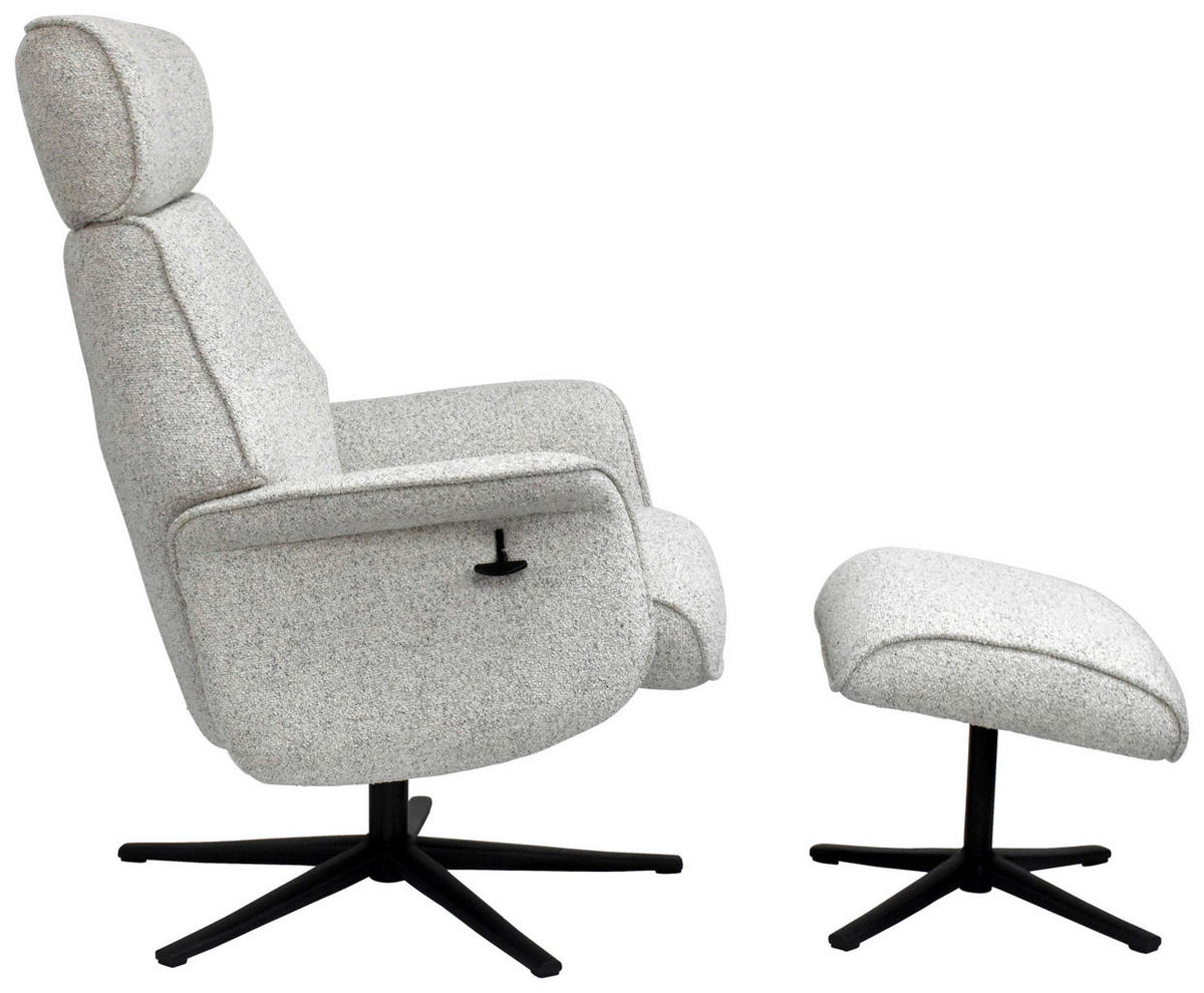 RELAXSESSELSET Bouclé    - Creme/Schwarz, Design, Holz/Textil (77/108/81cm) - Livetastic