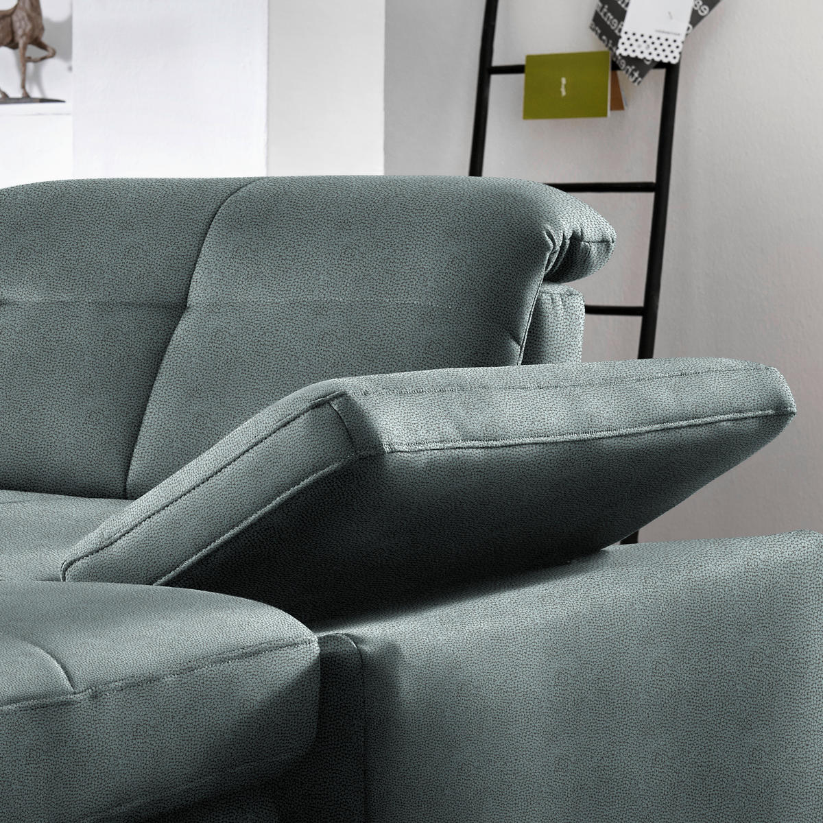 WOHNLANDSCHAFT  in Mikrofaser Blaugrau  - Chromfarben/Blaugrau, Design, Holzwerkstoff/Textil (260/371/195cm) - Beldomo Style