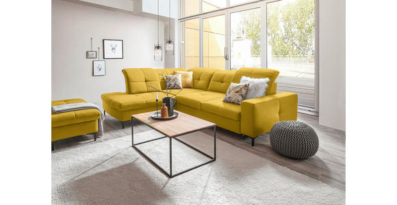 ECKSOFA in Chenille Currygelb 240/308 cm - Currygelb/Schwarz, Design, Textil/Metall (240/308cm) - Xora