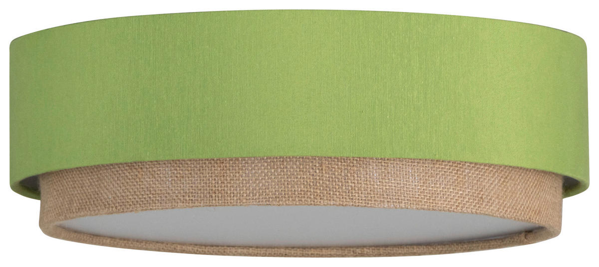 DECKENLEUCHTE 37/12 cm  - Salbeigrün/Naturfarben, Trend, Kunststoff/Textil (37/12cm) - Collett's Monde