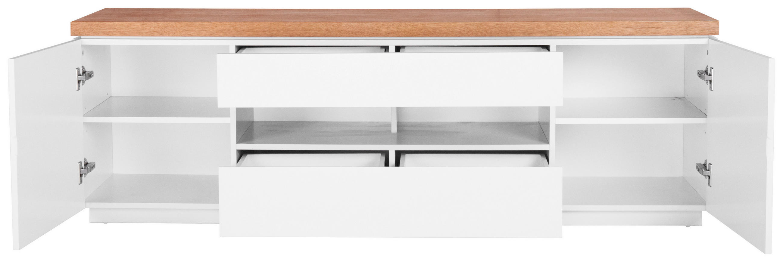 Thumbnail - Carryhome Lowboard, Weiß, Eiche, Holz, Holzwerkstoff, Eiche, furniert, 2 Fächer, 2 Schublade(n) Schubladen, 173x56x40 cm...