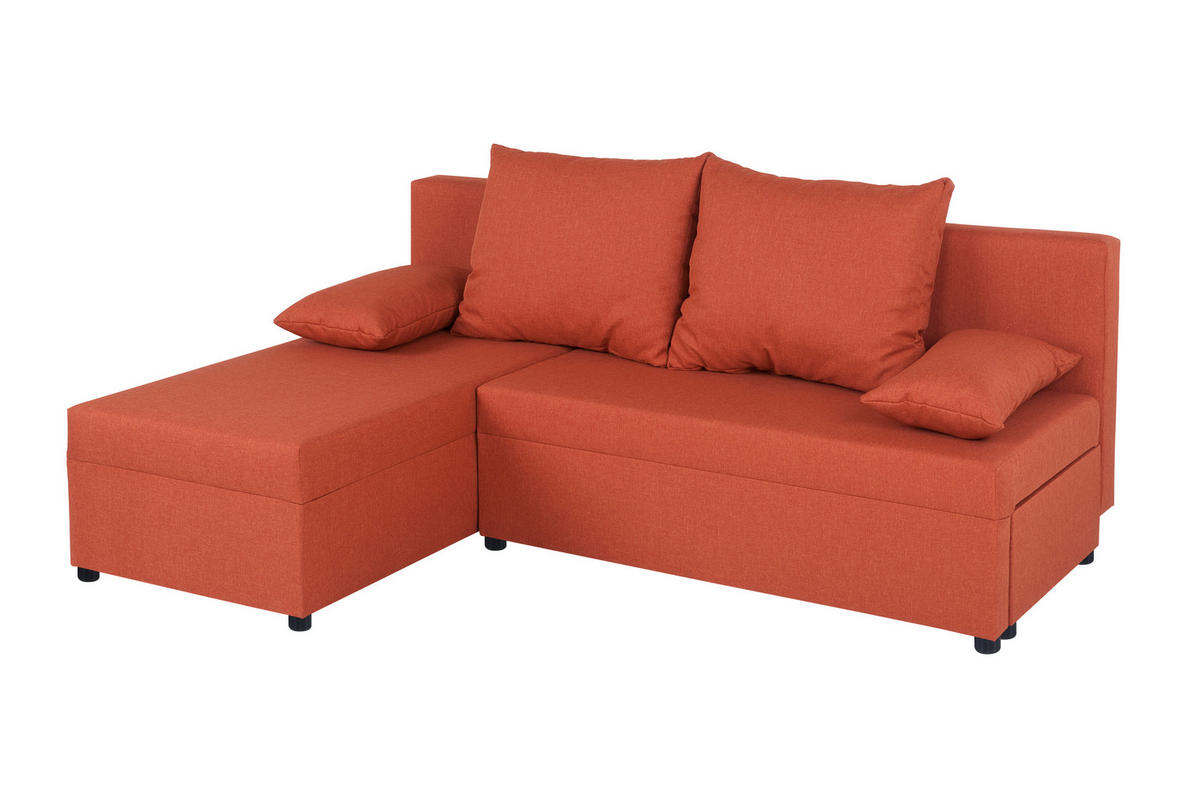 ECKSOFA Orange  - Schwarz/Orange, Design, Kunststoff/Textil (195/147cm) - P & B