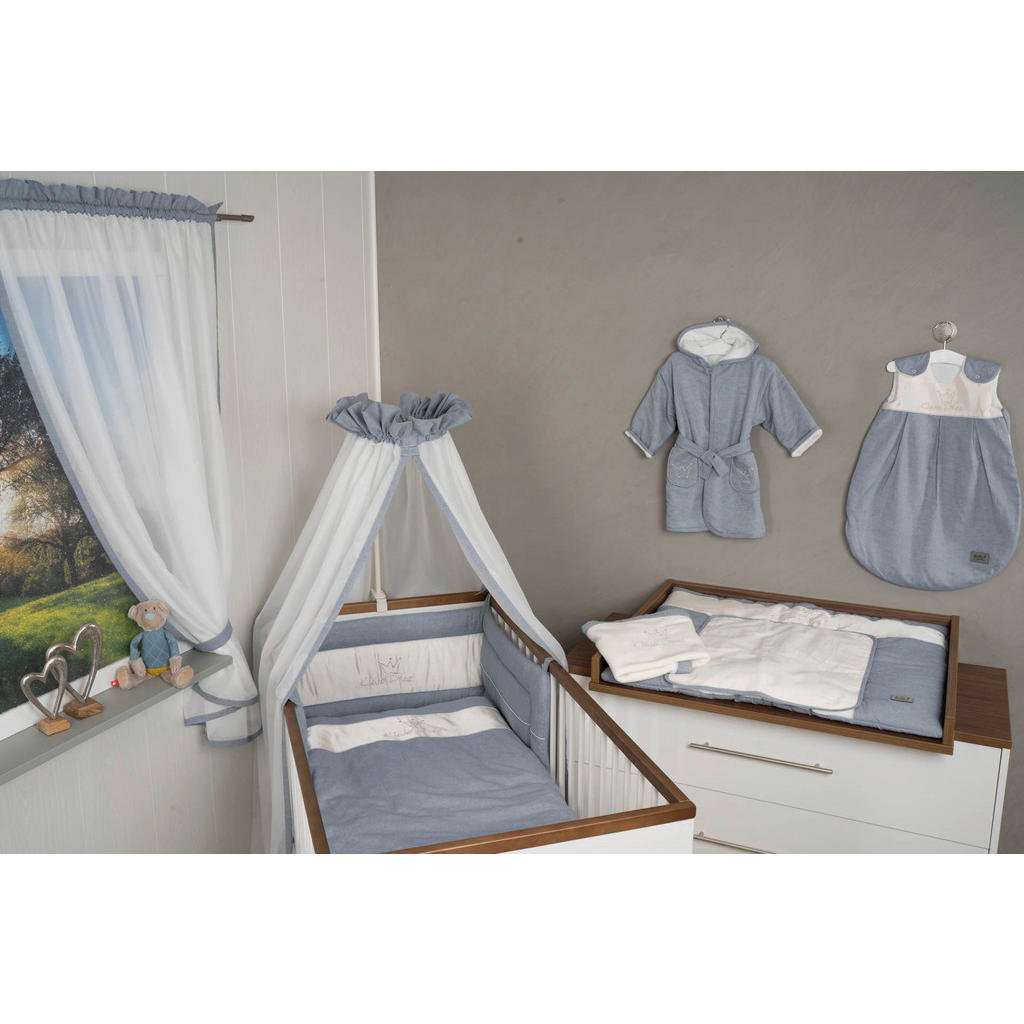 Thumbnail - Bebe's Collection Babybettwäsche Prinz & Prinzessin 2023, Blau, Textil, 100x135 cm, Oeko-Tex® Standard 100, edel glänzen...