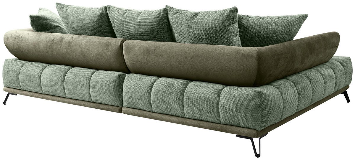 ECKSOFA Grün Chenille Zierkissen, Rückenkissen, Rücken echt  - Schwarz/Grün, MODERN, Textil/Metall (184/262cm) - MID.YOU