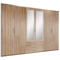 Dulap Cu Uși Rotative, 270/210/58 cm, stejar Sonoma - stejar Sonoma/culoare aluminiu, Konventionell, sticlă/material pe bază de lemn (270/210/58cm) - MID.YOU