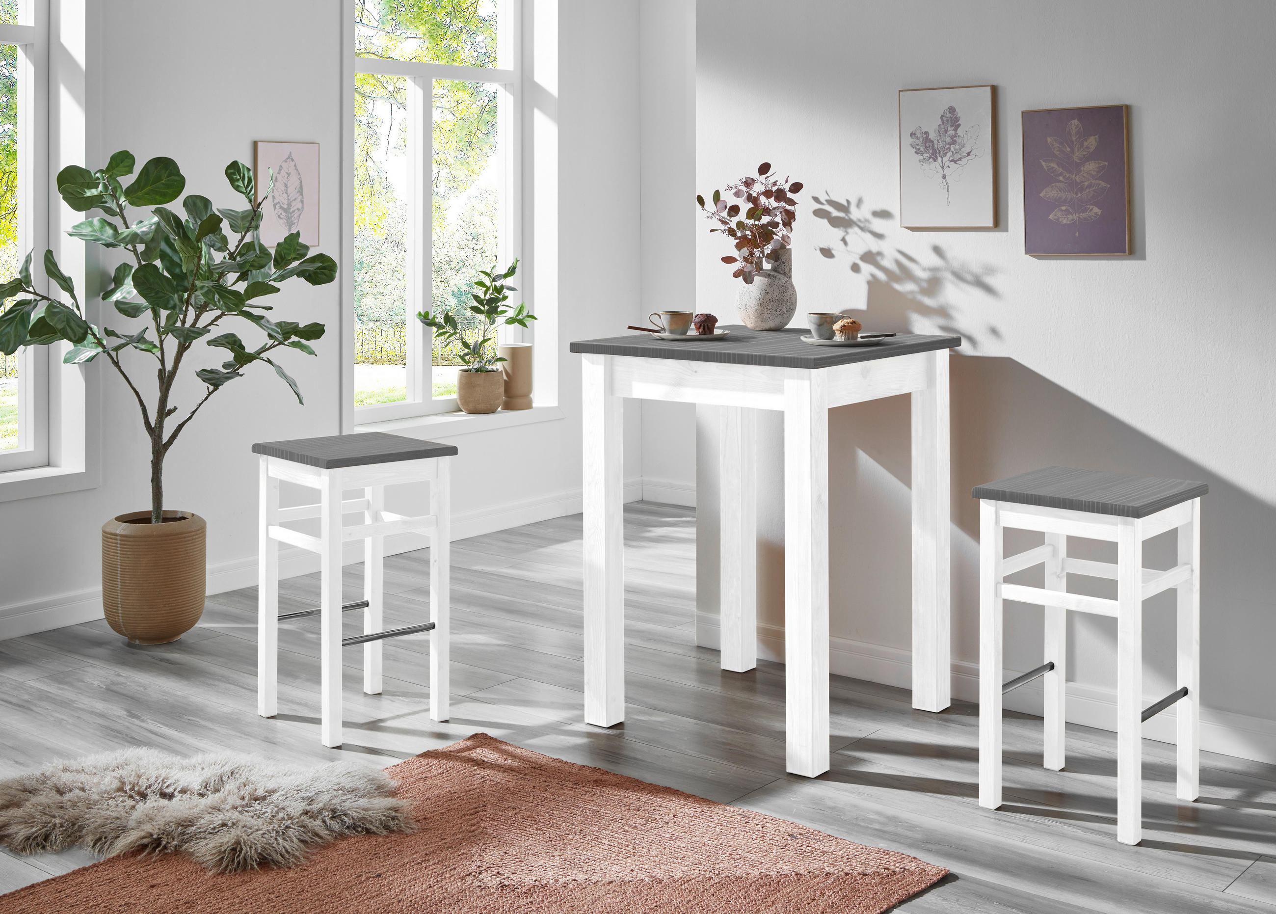 BARTISCH  - Weiß/Grau, ROMANTIK / LANDHAUS, Holz (78/78/103cm) - Boxxx