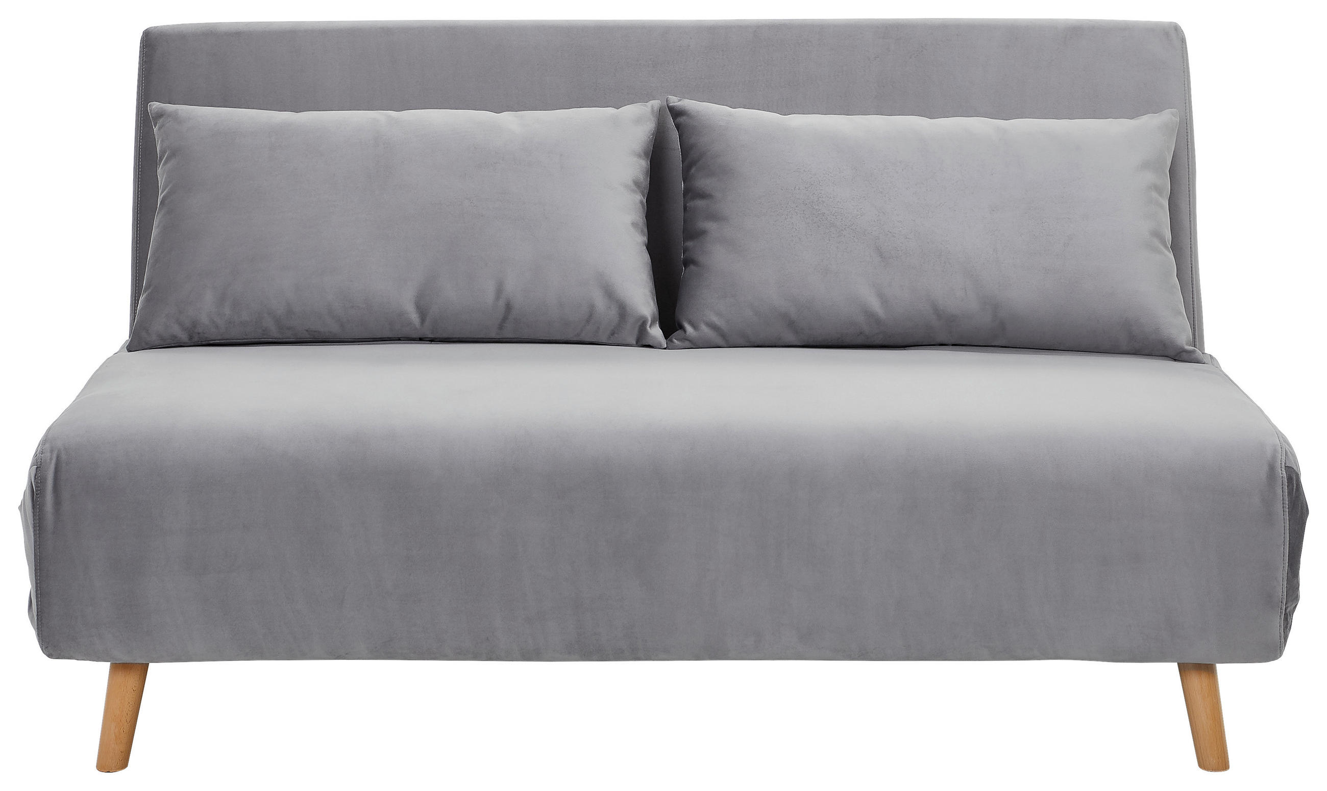 SCHLAFSOFA Samt Hellgrau  - Hellgrau/Naturfarben, Design, Holz/Textil (141/81/90cm) - Carryhome
