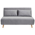 SCHLAFSOFA Samt Hellgrau  - Hellgrau/Naturfarben, Design, Holz/Textil (141/81/90cm) - Carryhome