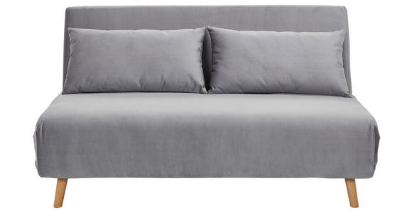 SCHLAFSOFA Samt Hellgrau  - Hellgrau/Naturfarben, Design, Holz/Textil (141/81/90cm) - Carryhome