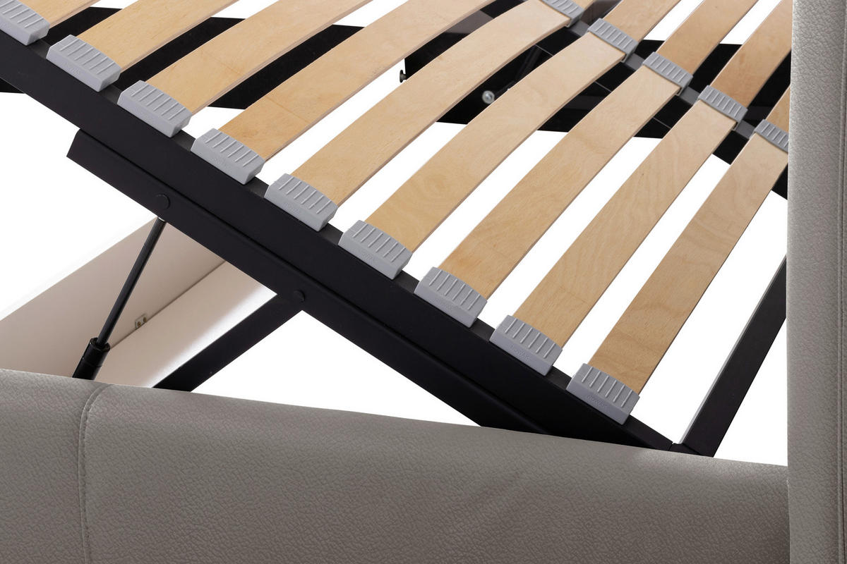 POLSTERBETT 200/200 cm,  in Grau, gepolstertes Kopfteil, Lattenrost, Bettkasten,  - Schwarzchrom/Grau, KONVENTIONELL, Leder/Holz (200/200cm) - Esposa