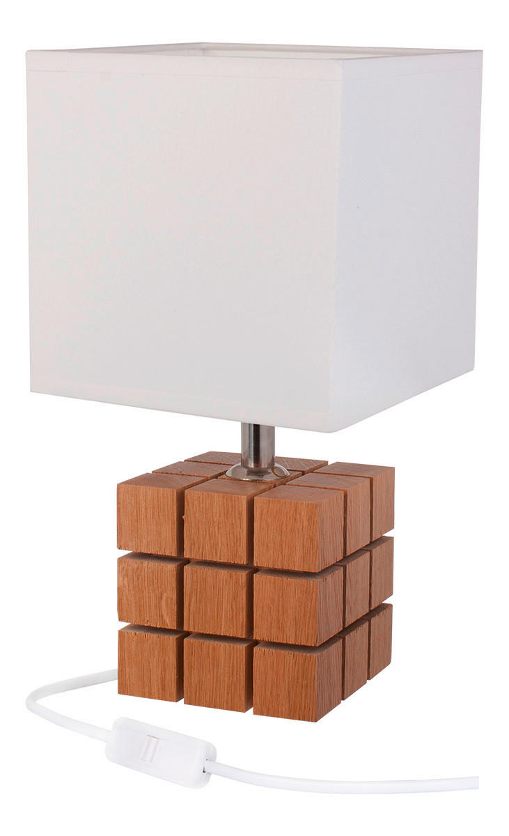 TISCHLEUCHTE Rubi 16/16/30 cm   - Naturfarben/Weiß, Basics, Holz/Textil (16/16/30cm)