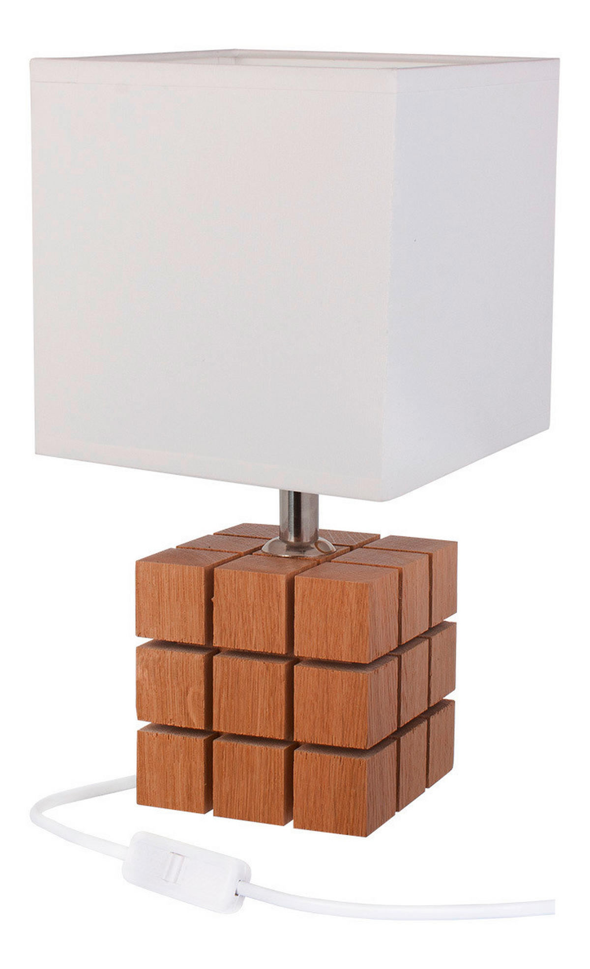 TISCHLEUCHTE Rubi 16/16/30 cm   - Naturfarben/Weiß, Basics, Holz/Textil (16/16/30cm)
