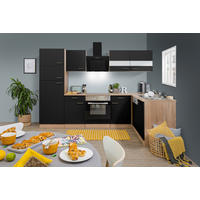 KÜCHENLEERBLOCK  280/172 cm  in Schwarz  - Edelstahlfarben/Eichefarben, Basics, Holzwerkstoff/Metall (280/172cm) - Respekta