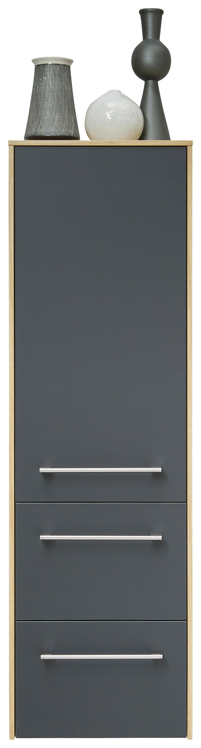 MIDISCHRANK 37/121/33 cm  - Chromfarben/Schwarz, MODERN, Glas/Holzwerkstoff (37/121/33cm) - Dieter Knoll