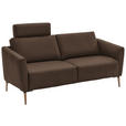2-SITZER-SOFA  in Echtleder Braun   - Eichefarben/Beige, Natur, Leder/Holz (207/86/87cm) - Valnatura