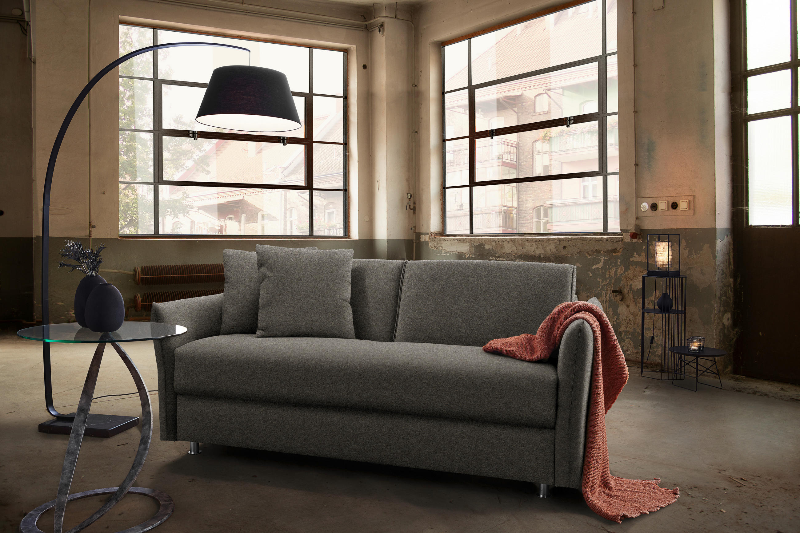 SCHLAFSOFA in Textil Braun  - Chromfarben/Braun, Modern, Textil/Metall (194/85/100cm) - Bali