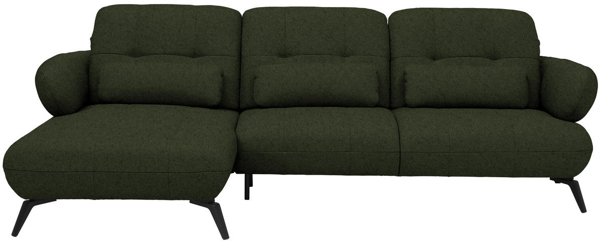ECKSOFA Chenille Grün  - Schwarz/Grün, Modern, Textil/Metall (180/282cm) - Novel
