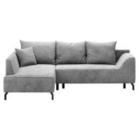 ECKSCHLAFSOFA  mit Bettkasten erhältlich, Schlafen auf Sitzhöhe, Bettfunktion erhältlich, Rücken echt, seitenverkehrt erhältlich Cord Hellgrau  - Hellgrau/Schwarz, Design, Textil/Metall (167/273cm) - MID.YOU