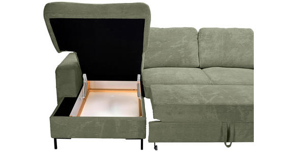 WOHNLANDSCHAFT Salbeigrün Cord  - Salbeigrün/Schwarz, KONVENTIONELL, Textil/Metall (148/303/197cm) - Carryhome