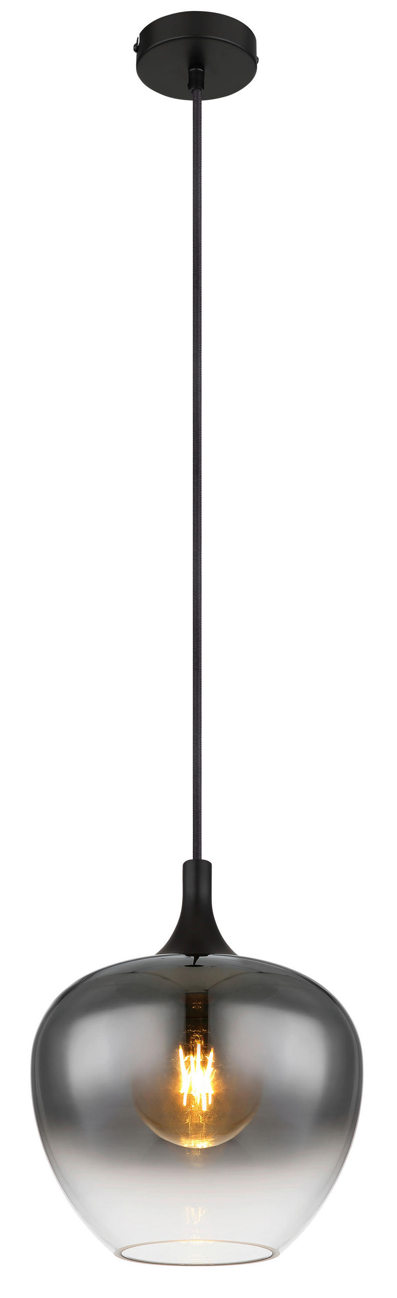 HÄNGELEUCHTE 24/120 cm    - Schwarz, Design, Glas/Metall (24/120cm) - Globo