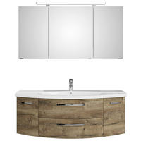BADEZIMMER 3-teilig  in 144 cm  - Eiche dunkel/Chromfarben, MODERN, Glas/Keramik (144cm) - Sadena