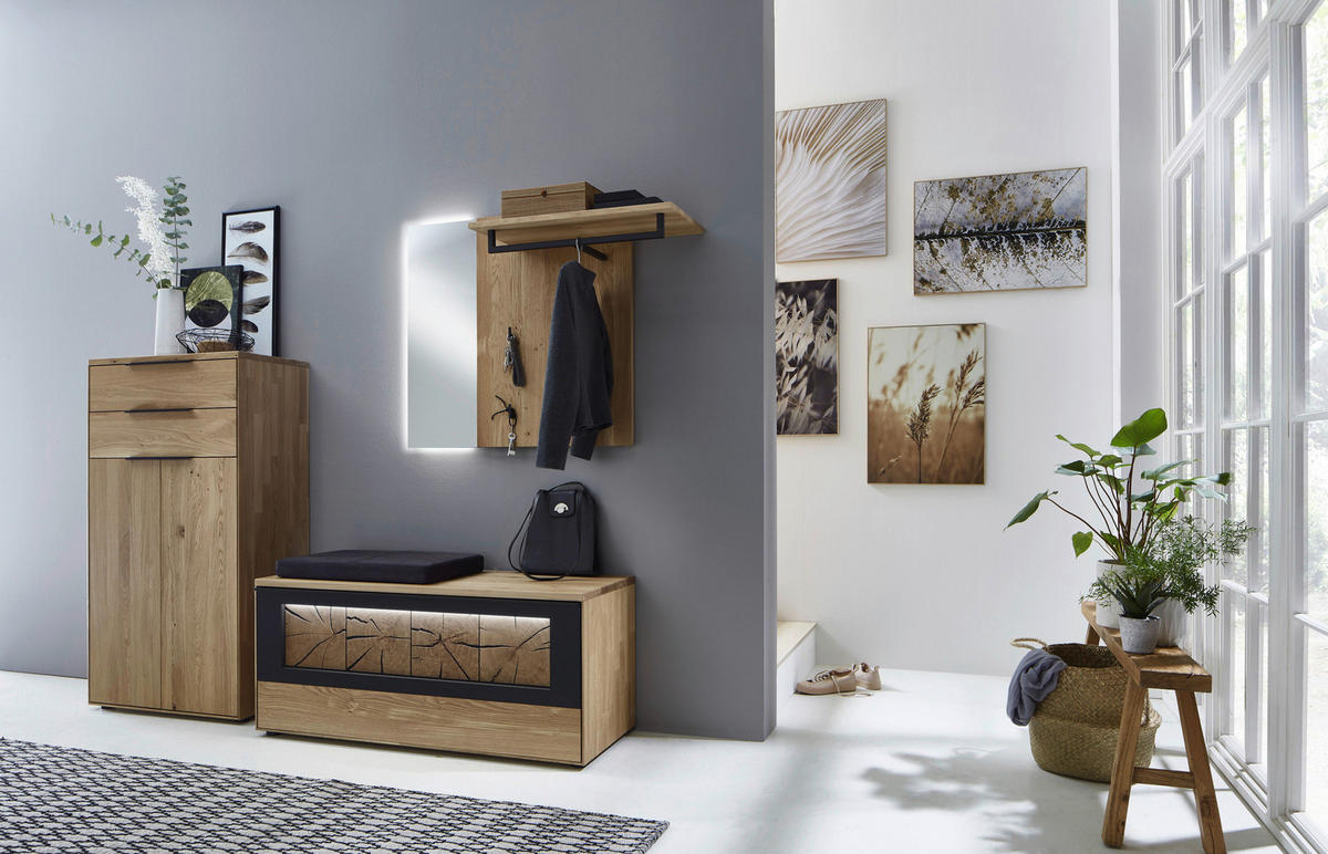 GARDEROBE  in 233,8/182/45,2 cm  - Wildeiche, Design, Glas/Holz (233,8/182/45,2cm) - Valdera
