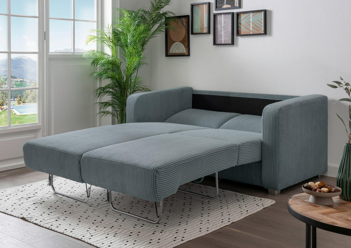 SCHLAFSOFA in Cord Petrol  - Chromfarben/Petrol, Basics, Kunststoff/Textil (159/88/87cm) - Livetastic