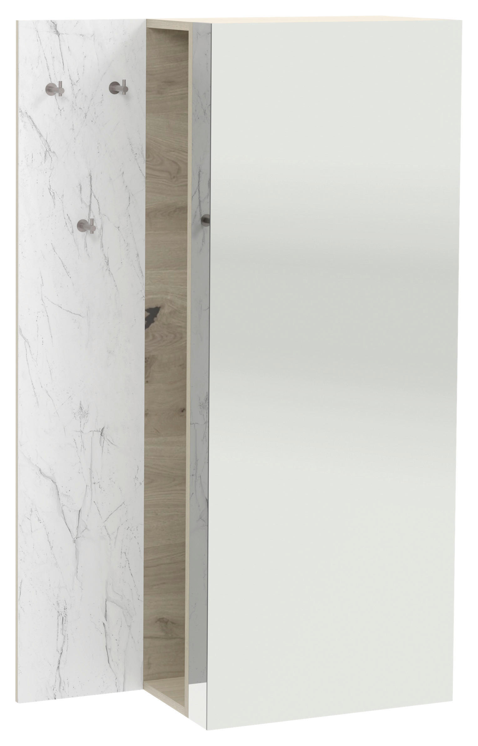 GARDEROBE 2-teilig  in 96/160/40,2 cm  - Eichefarben/Weiß, Natur, Glas/Holz (96/160/40,2cm) - Voglauer