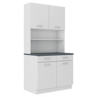 Bufet in grafit, alb - argintiu/alb, Konventionell, plastic/material pe bază de lemn (100/200/60cm) - MID.YOU