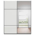 SCHWEBETÜRENSCHRANK 201/223/68 cm 2-türig Schwarz, Weiß  - Schwarz/Weiß, KONVENTIONELL, Glas/Holzwerkstoff (201/223/68cm) - Novel