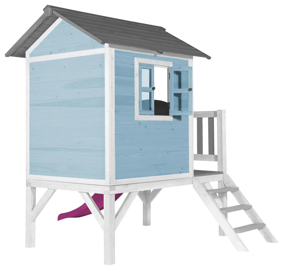 SPIELHAUS 240/189/167 cm  - Blau/Lila, KONVENTIONELL, Holz/Kunststoff (240/189/167cm) - Ambia Garden