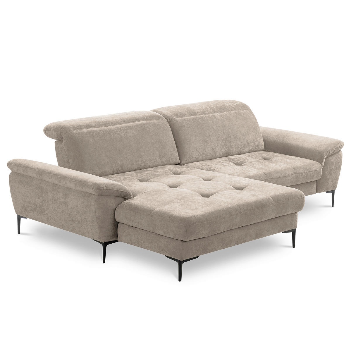ECKSOFA  Webstoff Taupe  - Taupe/Schwarz, Design, Textil/Metall (195/268cm) - Livetastic