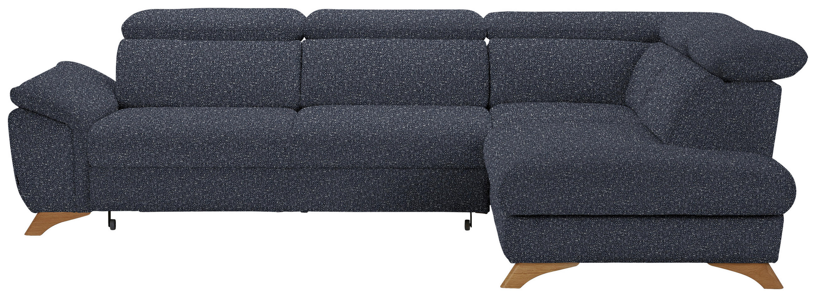 ECKSOFA in Bouclé Dunkelblau  - Eichefarben/Dunkelblau, Modern, Holz/Textil (287/212cm) - Valnatura