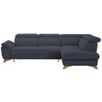 ECKSOFA in Bouclé Dunkelblau  - Eichefarben/Dunkelblau, MODERN, Holz/Textil (287/212cm) - Valnatura