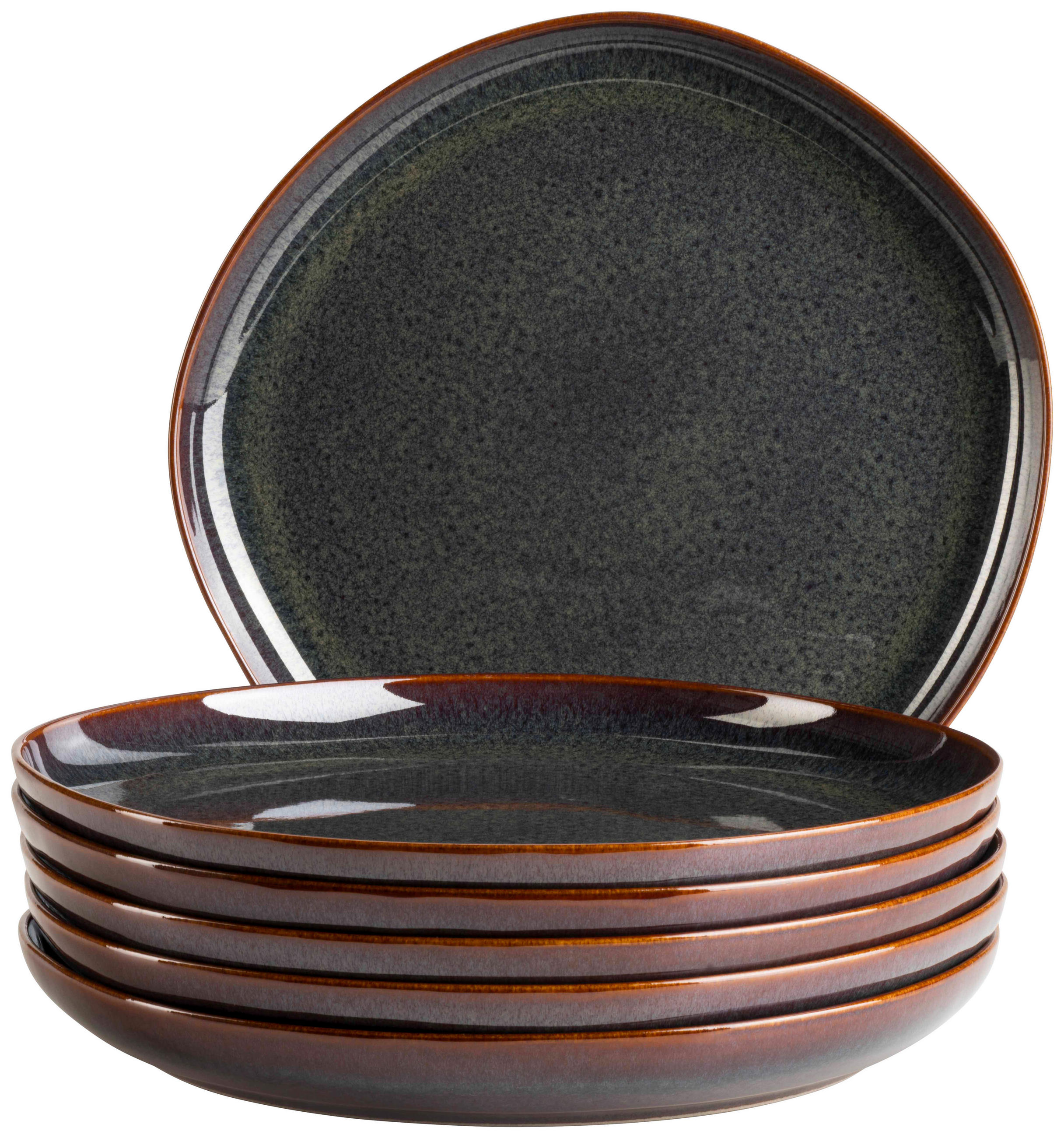 TELLERSET Cordelia 6-teilig  - Rot/Braun, Trend, Keramik (27cm) - Mäser