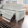 ECKSOFA in Echtleder Hellgrau  - Hellgrau/Alufarben, Design, Leder/Metall (242/271cm) - Cantus