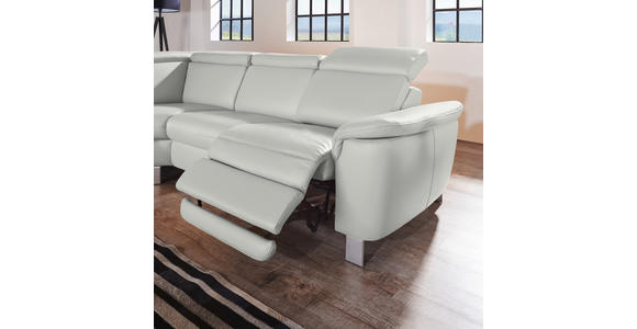 ECKSOFA in Echtleder Hellgrau  - Hellgrau/Alufarben, Design, Leder/Metall (242/271cm) - Cantus