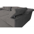 ECKSOFA in Cord Dunkelgrau  - Dunkelgrau/Silberfarben, Design, Textil/Metall (257/226cm) - Xora