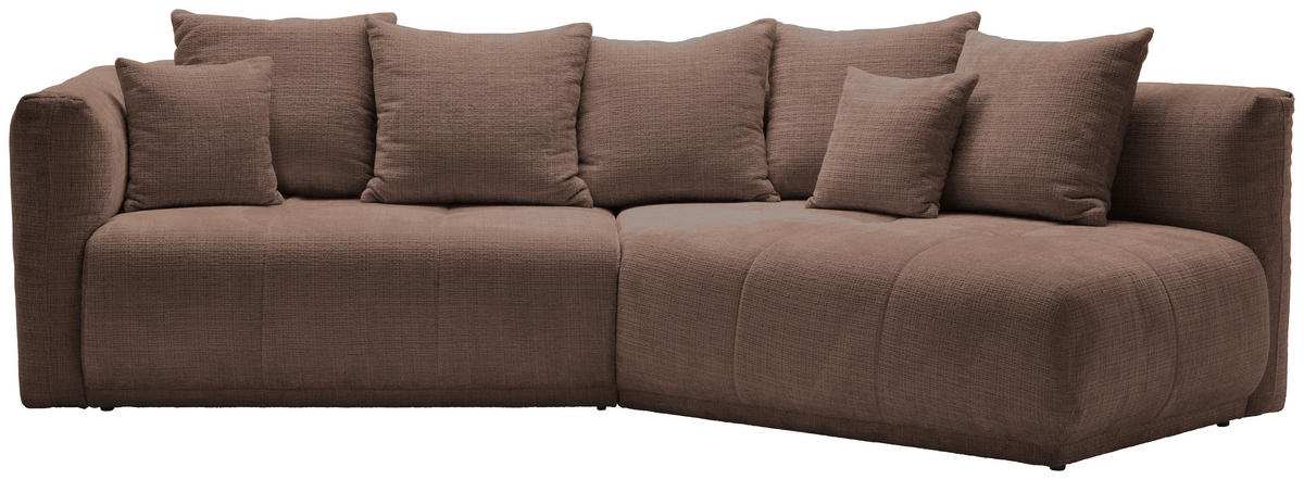 ECKSOFA in Chenille Braun  - Schwarz/Braun, Modern, Kunststoff/Textil (315/180cm) - Hom`in