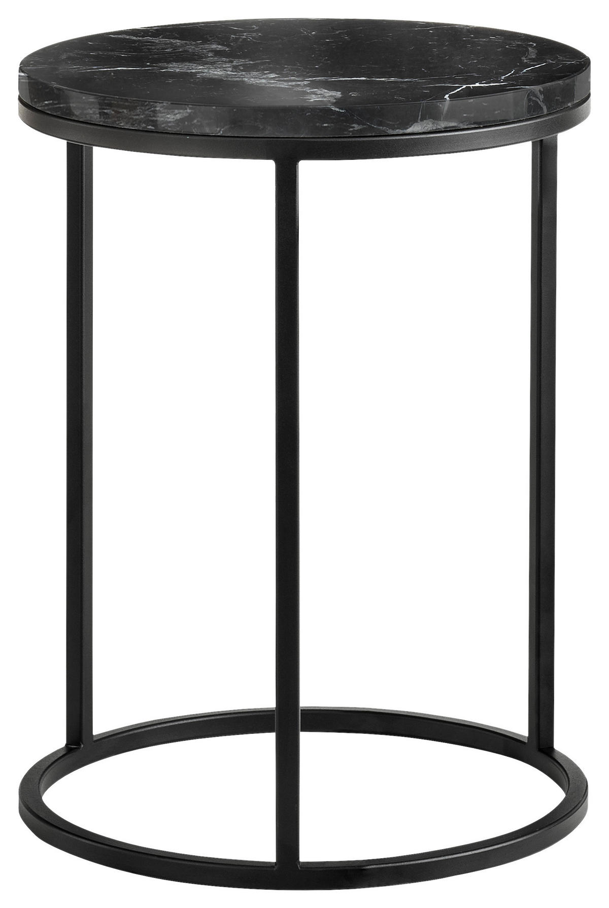 BEISTELLTISCH in Stein 39/39/55 cm  - Schwarz, Design, Stein/Metall (39/39/55cm) - Johann Jakob